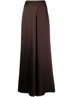 VOZ pantalon palazzo en soie à taille haute - Marron