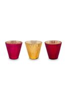 Pip Studio Set/3 Theelichthouders Glas Rood 10cm Pip Studio Set/3 Theelichthouders Glas Rood 10cm