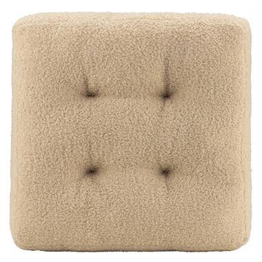 Matraskussen Cara teddy - zand - 45x45x8 cm - Leen Bakker