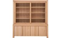 Goossens Buffetkast Clear, 2 glasdeuren boven, 4 dichte deuren onder, onbewerkt eiken, 210 x 225 x 45 cm, stijlvol landelijk