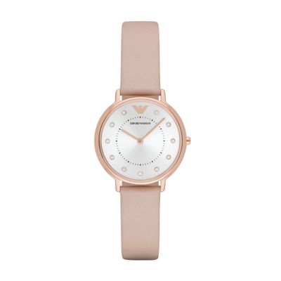 Horlogeband Armani AR80058 / AR2510 Leder Roze 14mm