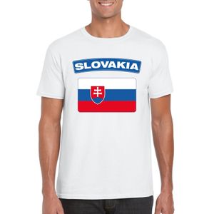 T-shirt met Slowaakse vlag wit heren