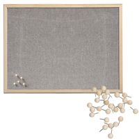 Prikbord incl. 30x punaises - textiel - 40 x 60 cm - lichtgrijs - hout - thumbnail