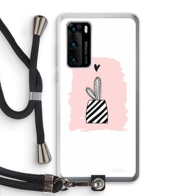 Zwart-wit cactus: Huawei P40 Transparant Hoesje met koord