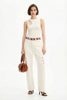 Geknipte denim broek met ruitvormige randen. - WHITE - 42