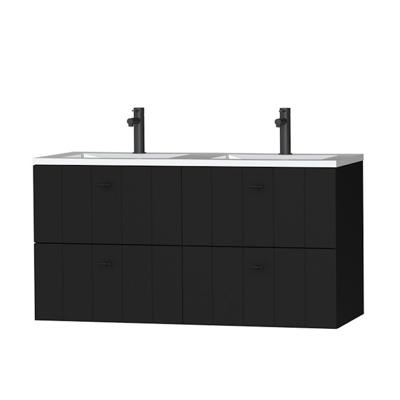 Tiger Maryport Meubelset 120 cm met 4 lades Mat zwart incl Quadro wastafel Hoogglans wit - 1496028915