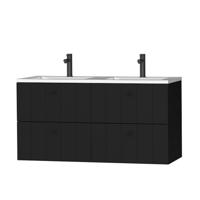 Tiger Maryport Meubelset 120 cm met 4 lades Mat zwart incl Quadro wastafel Hoogglans wit - 1496028915
