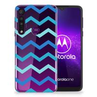 Motorola One Macro | TPU bumper | Zigzag Blauw Motorola One Macro | TPU bumper | Zigzag Blauw