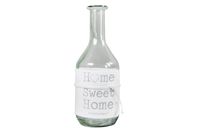 Langnekfles m/stof Home Sweet Home L wit