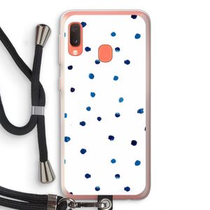 Blauwe stippen: Samsung Galaxy A20e Transparant Hoesje met koord