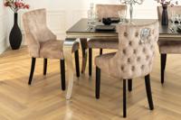 Chesterfield Stoel CASTLE DELUXE beige fluweel met leeuwenkop studs - 45734