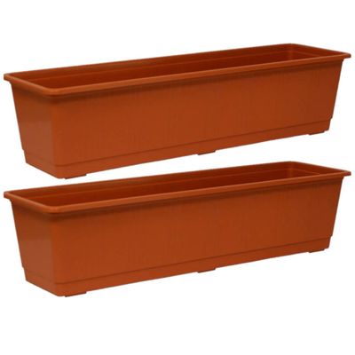 Set van 5x stuks plantenbakken terracotta rechthoekig 60 x 17,5 x 14,5 cm