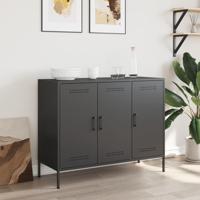 Dressoir 100,5x39x79 cm koudgewalst staal zwart - thumbnail