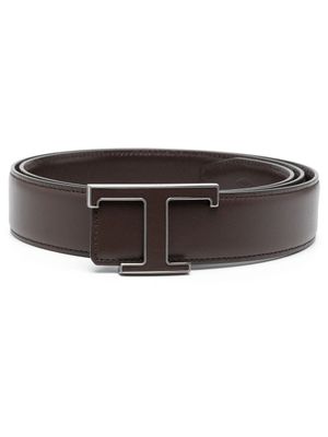 Tod's ceinture en cuir à boucle logo - Marron