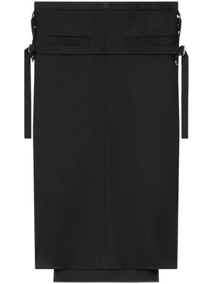 Courrèges jupe mi-longue à empiècements en laine vierge - Noir