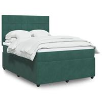 Boxspring met matras fluweel donkergroen 140x190 cm