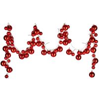 Verlichte kerst guirlande/slinger met 93 LED kerstballen rood 180 cm