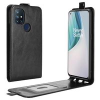 OnePlus Nord N10 5G Verticale Flip Case met Kaartsleuf - Zwart