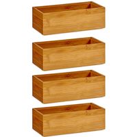 4x Stuks Kast/lade/make-up organizers bamboe bakje 15 x 7 x 5 cm - thumbnail