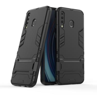 Schokbestendige PC + TPU Case voor Galaxy M30 met houder (zwart)