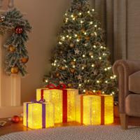 VidaXL Kerstfiguur cadeaudoos 3 st verlicht 64 warmwitte LED&apos;s