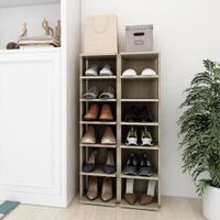 VidaXL Schoenenkasten 2 st 27,5x27x102 cm sonoma eikenkleurig