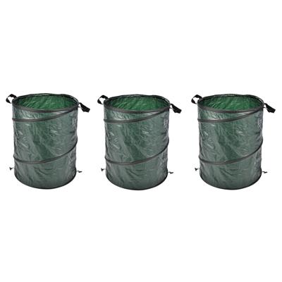 3x stuks pop-up tuinafvalzak - groen - 130 liter - afval - opruimen - vuilnis - tuinafval