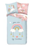 Good Morning Kinderdekbedovertrek "eenhoren en regenbogen" - Multi - (135x200 cm) - Katoen
