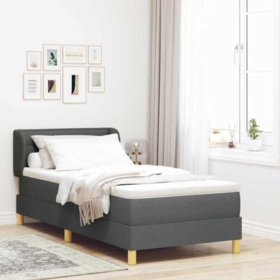 Boxspringbed met matras stof donkergrijs 90x190 cm