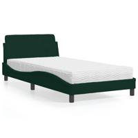 Bed met matras "Dover" fluweel donkergroen 100x200 cm