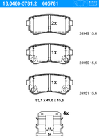 Remblokkenset, schijfrem ATE, u.a. für Hyundai, KIA