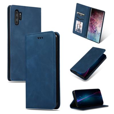 Retro huid voelen Business magnetische horizontale Flip lederen case voor Galaxy Note 10 Pro (marineblauw)