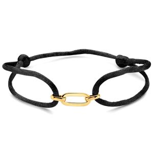 Armband Paperclip geelgoud-satijn goudkleurig-zwart 13-26 cm