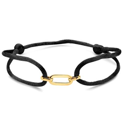 Armband Paperclip geelgoud-satijn goudkleurig-zwart 13-26 cm