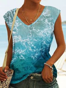 Wonderful ocean gradient loose top T-shirt