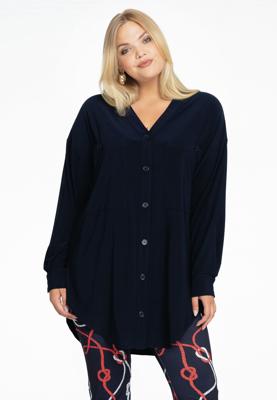 Yoek Blouse wijd | Blauw | Maat 50/52