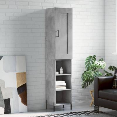 Hoge kast 34,5x34x180 cm bewerkt hout betongrijs