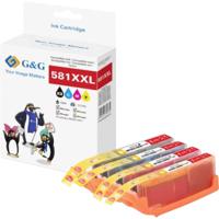 G&G Inktcartridge Compatibel Zwart, Cyaan, Magenta, Geel NP5-C-581XXLBKCMY GP-C581XXLBKCMY-4P