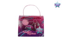 Pretty Perfect pom pom sleutelhanger met 2x lipgloss en spiegel roze