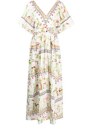 Hayley Menzies robe longue imprimée en coton biologique - Blanc