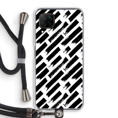 Zwarte vegen: Huawei P40 Lite Transparant Hoesje met koord