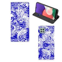 Mobiel BookCase Samsung Galaxy A22 5G Angel Skull Blauw