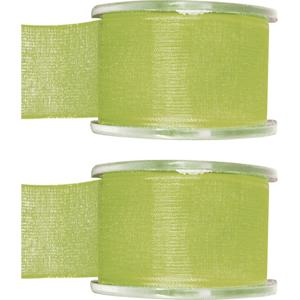 Hobby/decoratie sierlint - 2x - groen - organza - 4 cm x 20 meter