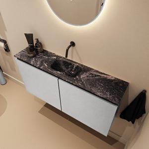 Toiletmeubel Mondiaz Ture Dlux | 100 cm | Meubelkleur Plata | Eden wastafel Lava Midden | Zonder kraangat