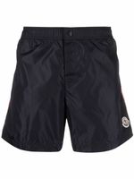 Moncler short de bain à patch logo - Bleu