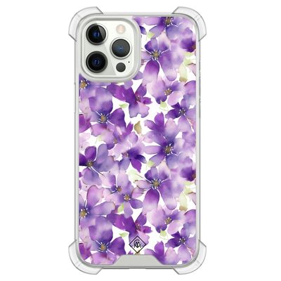 iPhone 12 (Pro) shockproof hoesje - Floral violet