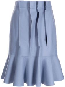 sacai jupe plissée en laine à design asymétrique - Bleu