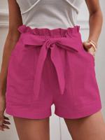 Casual Cotton And Linen Plain Regular Fit Shorts