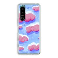 Roze wolken met vogels: Sony Xperia 5 III Transparant Hoesje