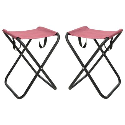 Redcliffs Outdoor Camping/outdoor krukje - 2x - Inklapbaar - roze - metaal/polyester - 30 x 60 cm
